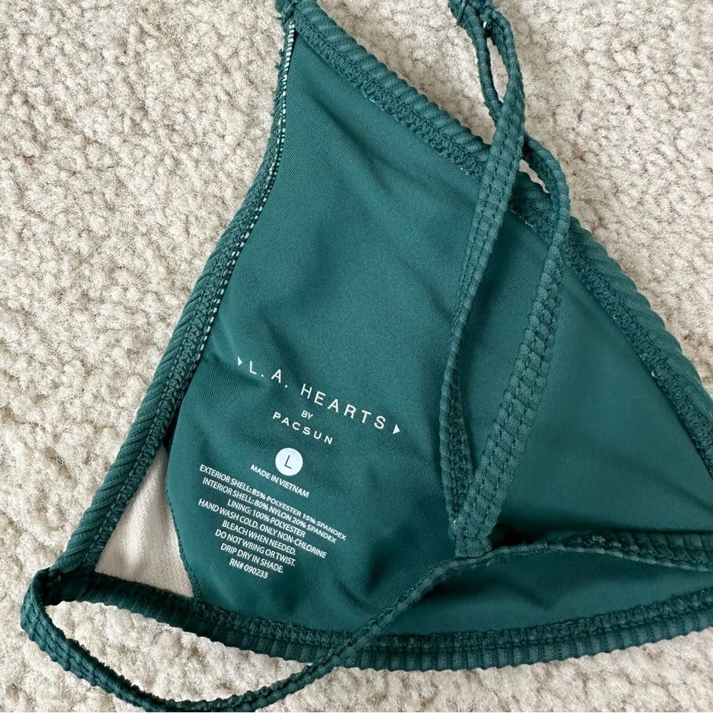 PacSun la hearts dark forest green bikini top - Picture 2 of 5